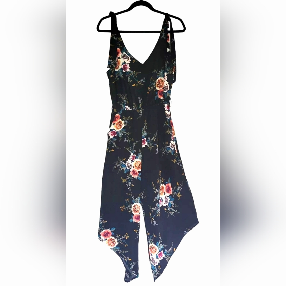 Belongsci Floral Beachy Jump Suit With Tye Sleeves